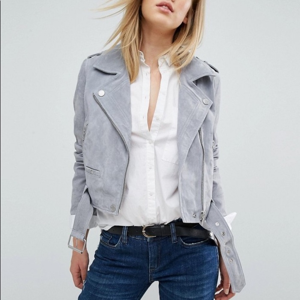 Blank NYC Grey Suede Moto Jacket